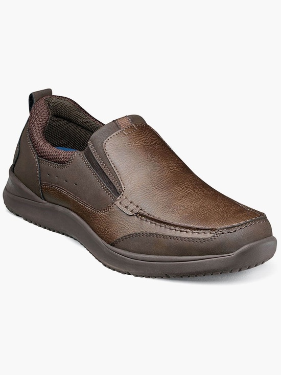 Mens Nunn Bush Conway Moc Toe Slip Ons in Dark Brown. 84846